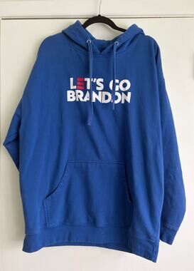 Daily Wire Let's Go Brandon Royal Blue Graphic Hoodie Sweatshirt 2XL
